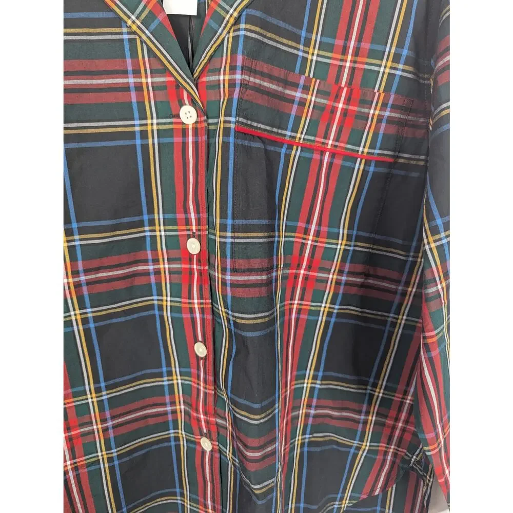 NWT J.Crew Stewart Tartan Plaid Relaxed Cotton Button Down Pajama Top
